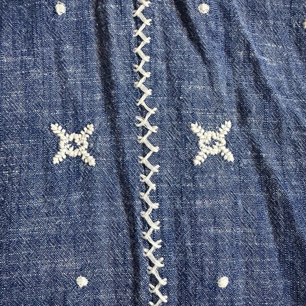 Sundance Blue Embroidered Boho Blouse | Peasant Tunic Top 100% Cotton Women’s M - Picture 3 of 5